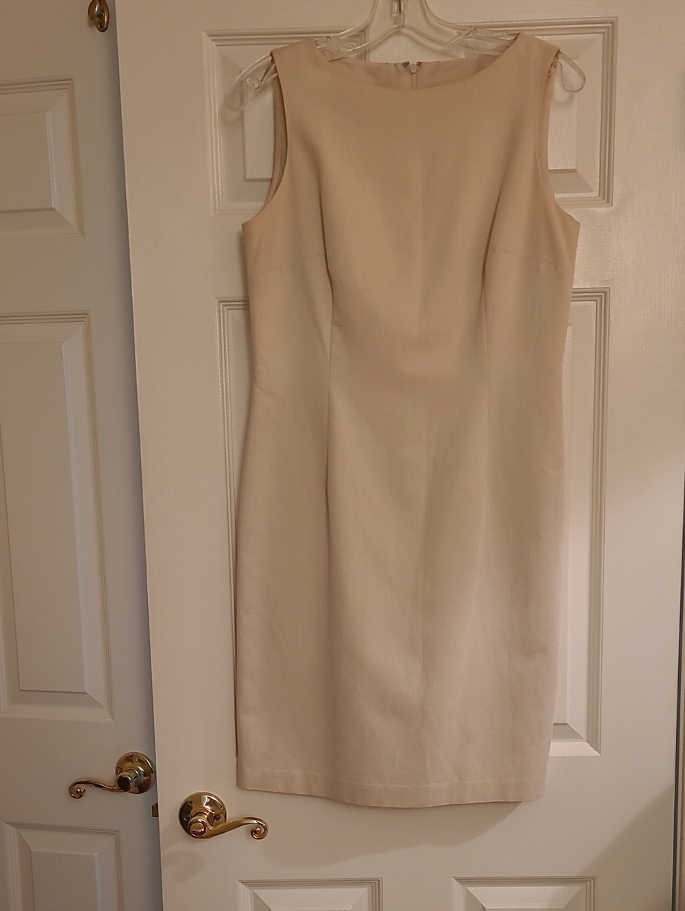 Talbots Beige Cream Sleeveless Sheath Dress Lined Cotton Rayon Size 6